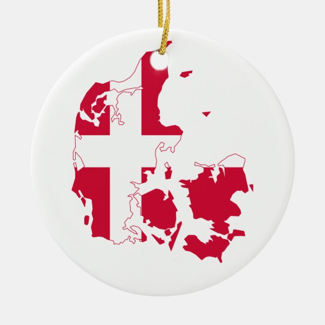 Dänemark Flag-Karte Keramikornament (Vorne)