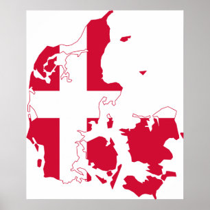 Dänemark Flag-Karte Poster