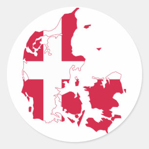 Dänemark Flag Karte Runder Aufkleber