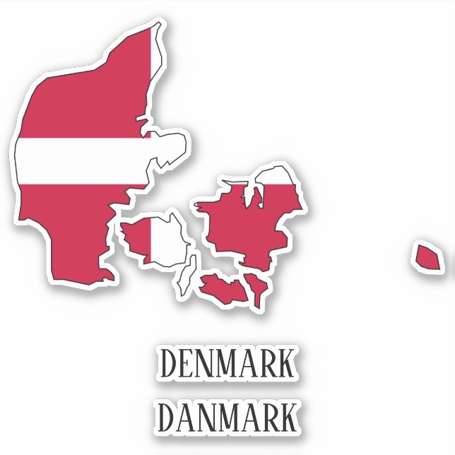 Dänemark Flag Map Kontur Aufkleber (Vorderseite)