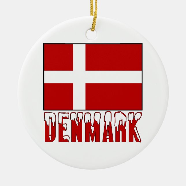 Dänemark Flag Snow Keramikornament (Vorne)