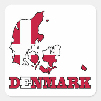 Dänemark Flagge auf Karte Quadratischer Aufkleber