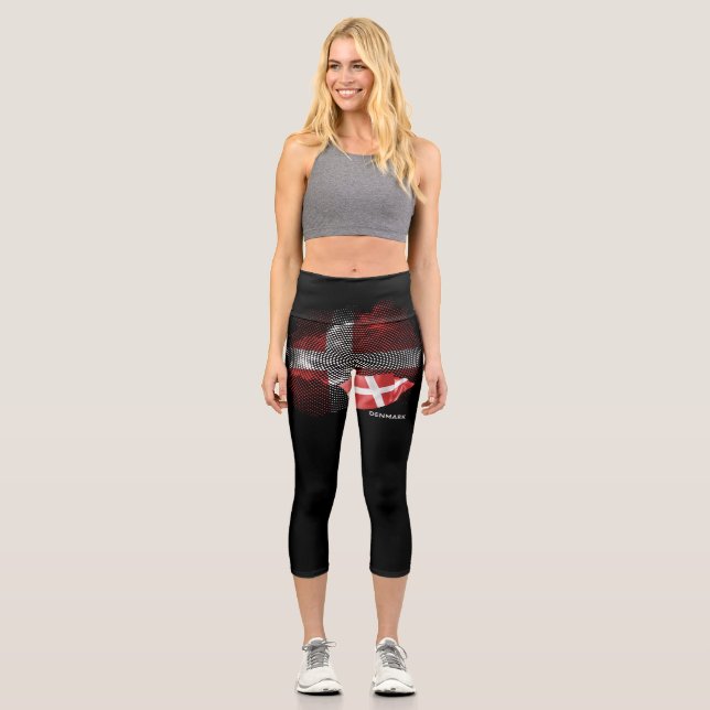 Dänemark-Flagge Capri Leggings (Vorderseite)