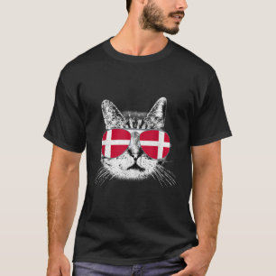 Dänemark Flagge Dänische Cat-Sonnenbrille Funny Me T-Shirt