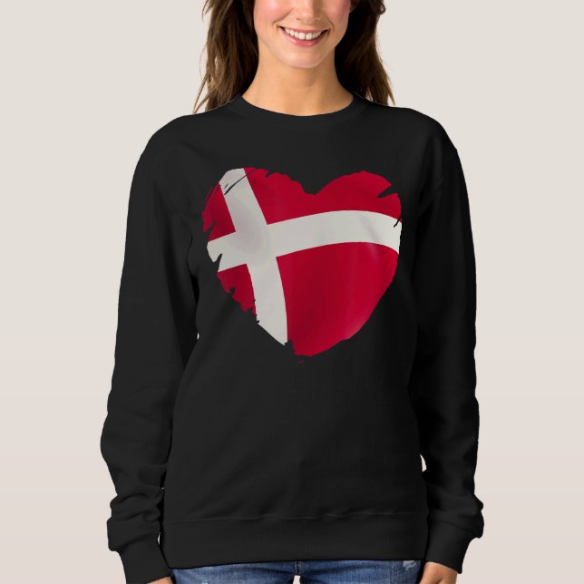 Dänemark-Flagge für Herzform Dänemark Sweatshirt (Vorderseite)