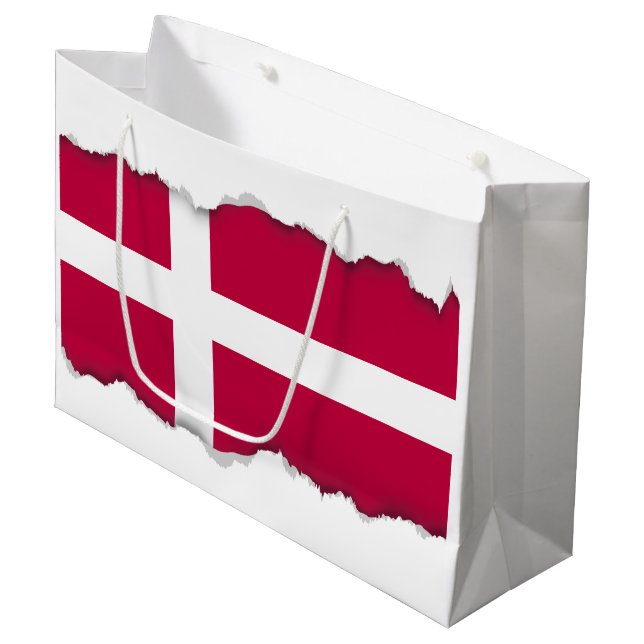 Dänemark Flagge Große Geschenktüte (Vorderseite Schrägansicht)