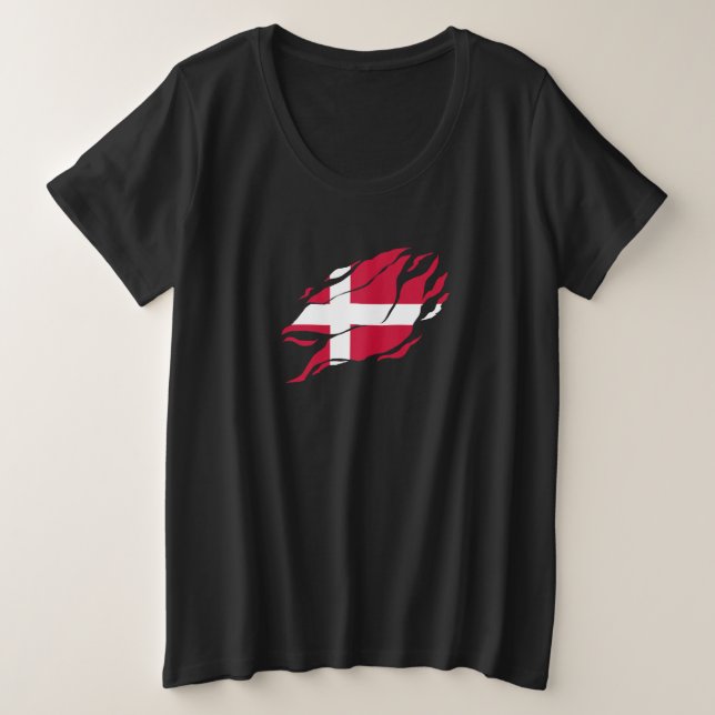 Dänemark Flagge in mir, Skandinavien Klaw-Mark Große Größe T-Shirt (Design vorne)