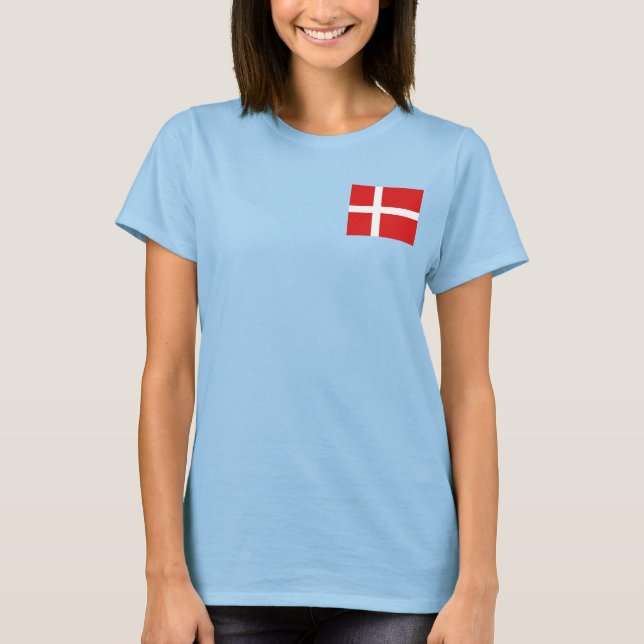 Dänemark Flagge + Karte T - Shirt (Vorderseite)