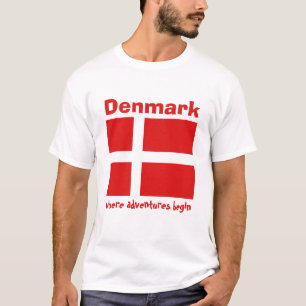 Dänemark-Flagge + Karte + Text-T - Shirt