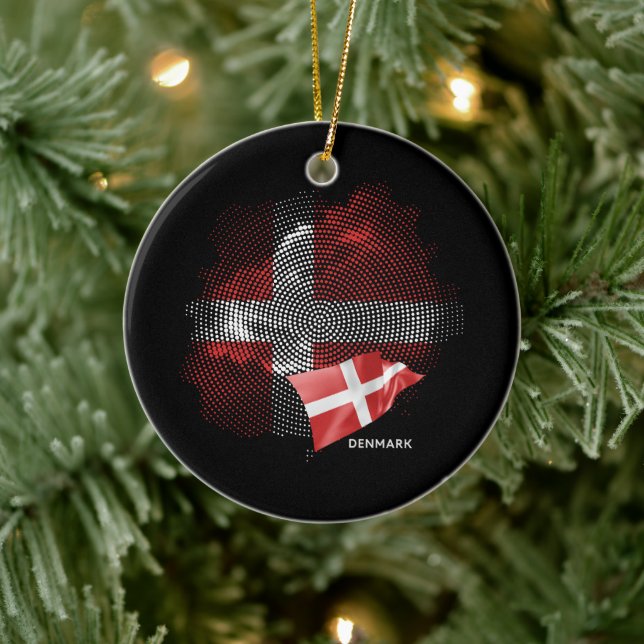 Dänemark-Flagge Keramik Ornament (Baum)