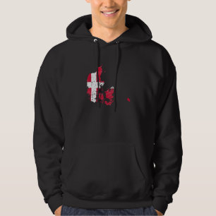 Dänemark-Flagge mit dänischer Karte bedrängt Hoodie