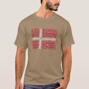 Dänemark-Flagge mit Städtenamen Word Art Retro T-Shirt