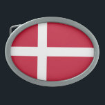 Dänemark Flagge Ovale Gürtelschnalle<br><div class="desc">Patriotische Flagge Dänemarks.</div>