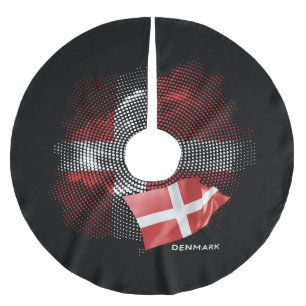 Dänemark-Flagge Polyester Weihnachtsbaumdecke