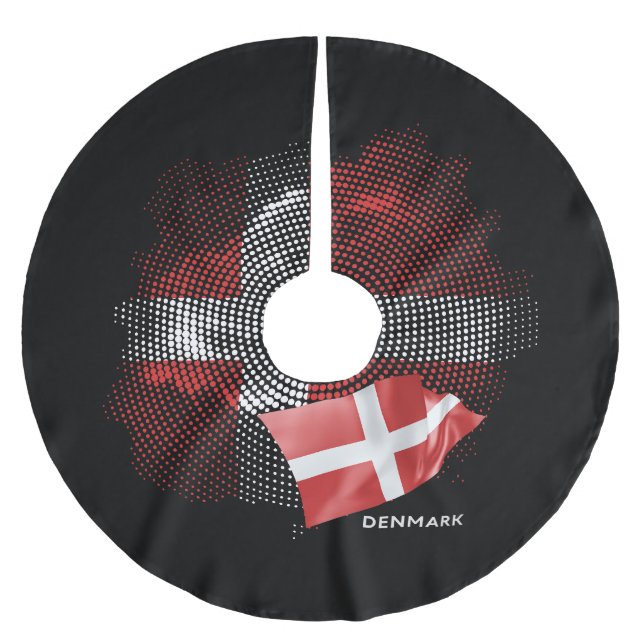 Dänemark-Flagge Polyester Weihnachtsbaumdecke (Vorderseite)