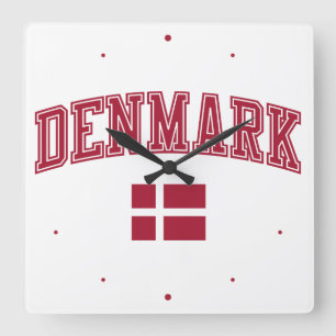 Dänemark + Flagge Quadratische Wanduhr