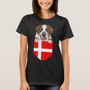 Dänemark Flagge St. Bernard Dog in Pocket T-Shirt