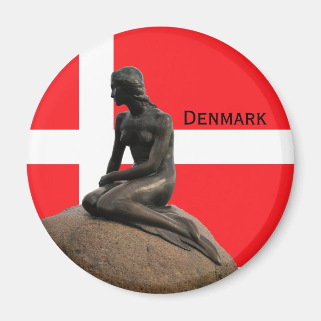 Dänemark Flagge und Mermaid Magnet (Vorne)