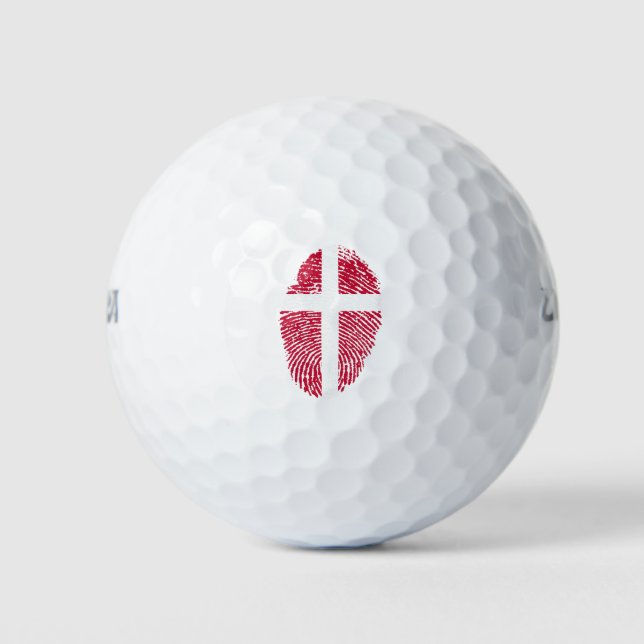 Dänemark Flaggen Fingerprint Land Prix Golfball (Vorderseite)