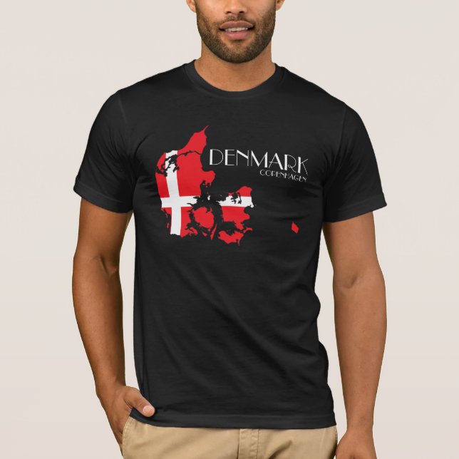 Dänemark-Flaggen-Karten-Shirt T-Shirt (Vorderseite)
