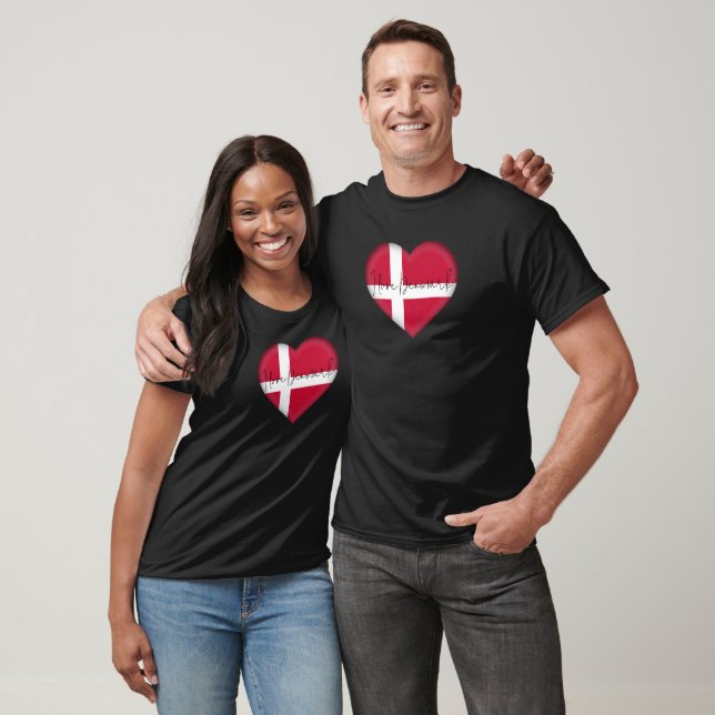 Dänemark Flaggenfarben Herz T - Shirt (Unisex)