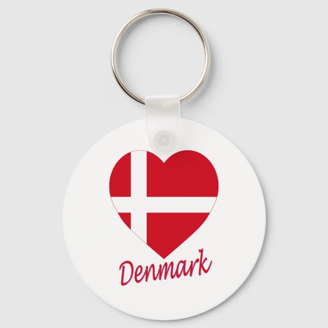 Dänemark Flaggenherz Schlüsselanhänger (Vorderseite)