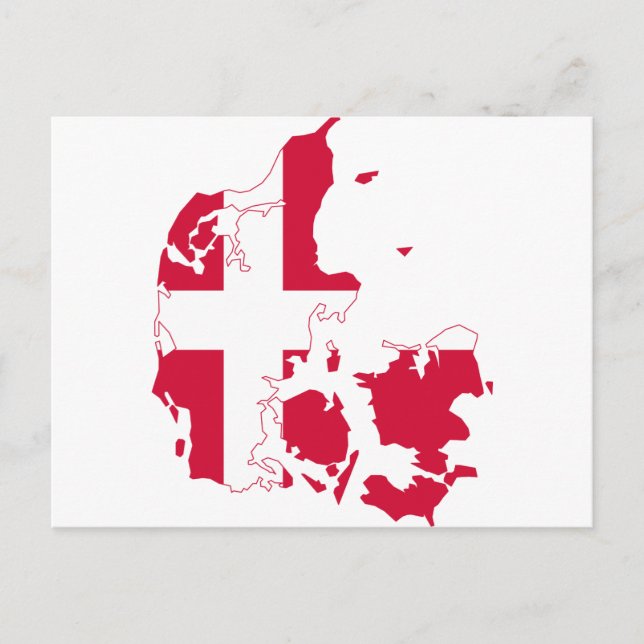 Dänemark Flaggenkarte DK Postkarte (Vorderseite)