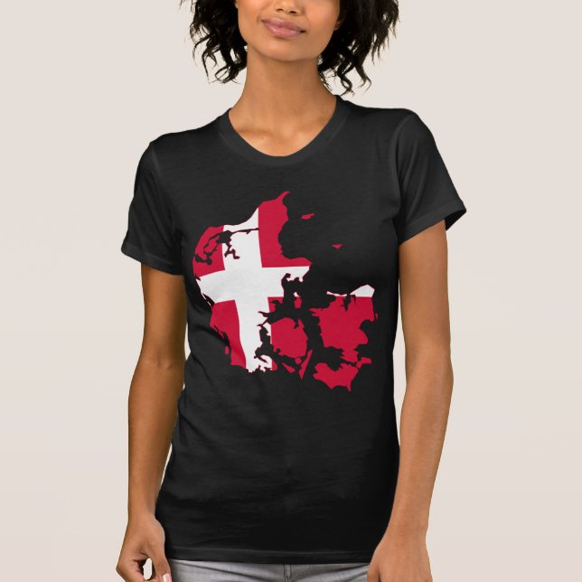 Dänemark Flaggenkarte DK T-Shirt (Vorderseite)