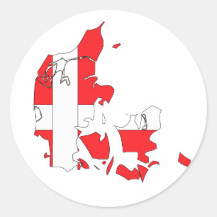 Dänemark-Flaggenkarte Runder Aufkleber