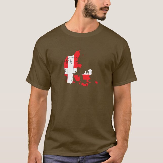 Dänemark-Flaggenkarte T-Shirt (Vorderseite)