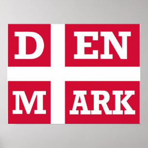 Dänemark Flaggentext Poster