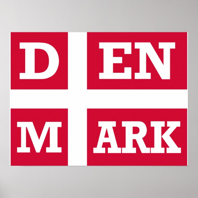 Dänemark Flaggentext Poster (Vorne)