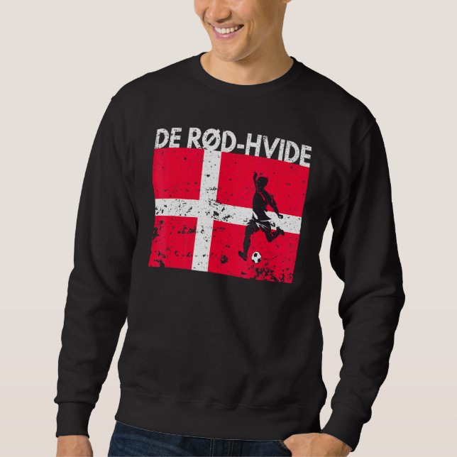 Dänemark Football Team Fan Jersey Soccer De Rd Hvi Sweatshirt (Vorderseite)