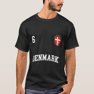 Dänemark Fußball Hoodie Nr. 6 dänische Flaggenmann T-Shirt