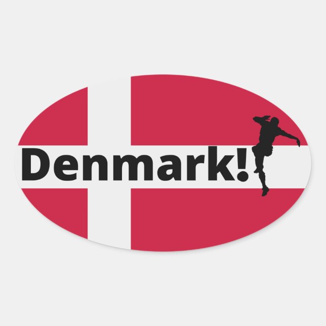 Dänemark Fußball Ovaler Aufkleber (Vorderseite)
