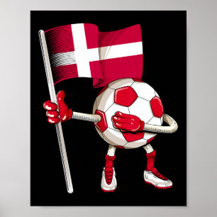 Dänemark Fußballtrikot Dänische Flagge Footll Dab  Poster