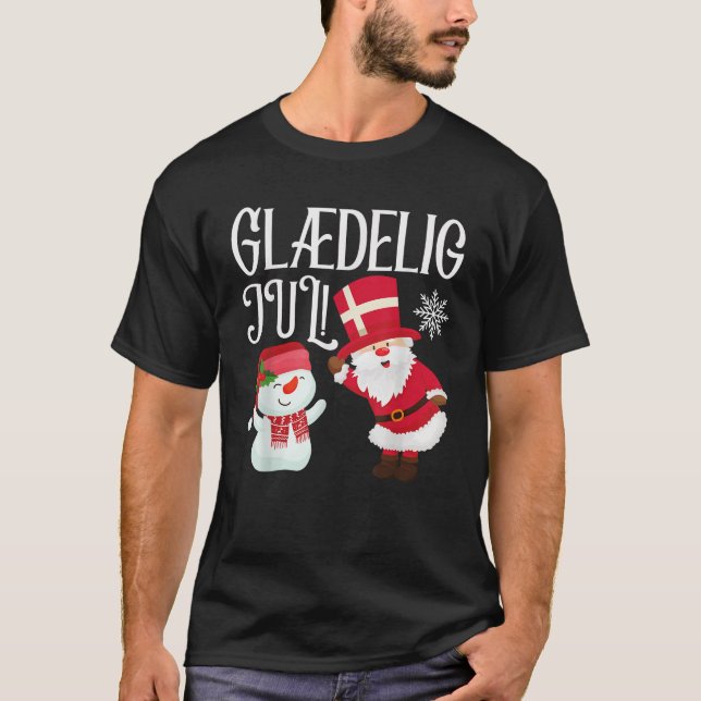 Dänemark Gl delig Jul Danish Merry Christmas Gl de T-Shirt (Vorderseite)