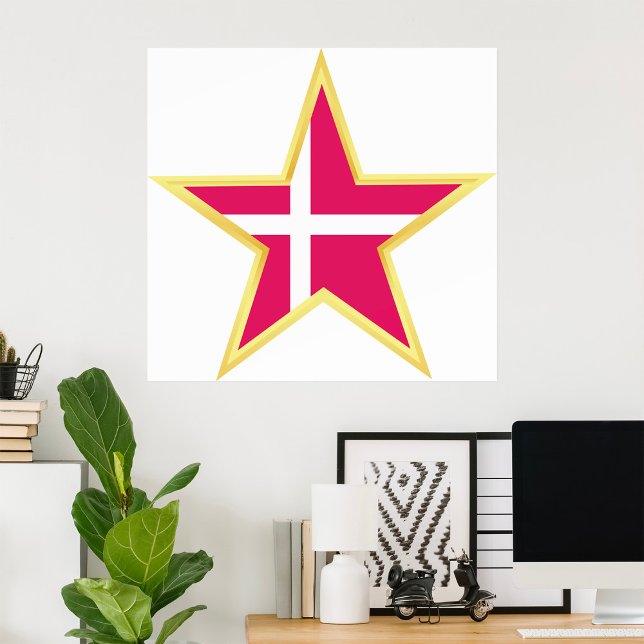 Dänemark Gold-Star-Flaggenland Poster (Von Creator hochgeladen)