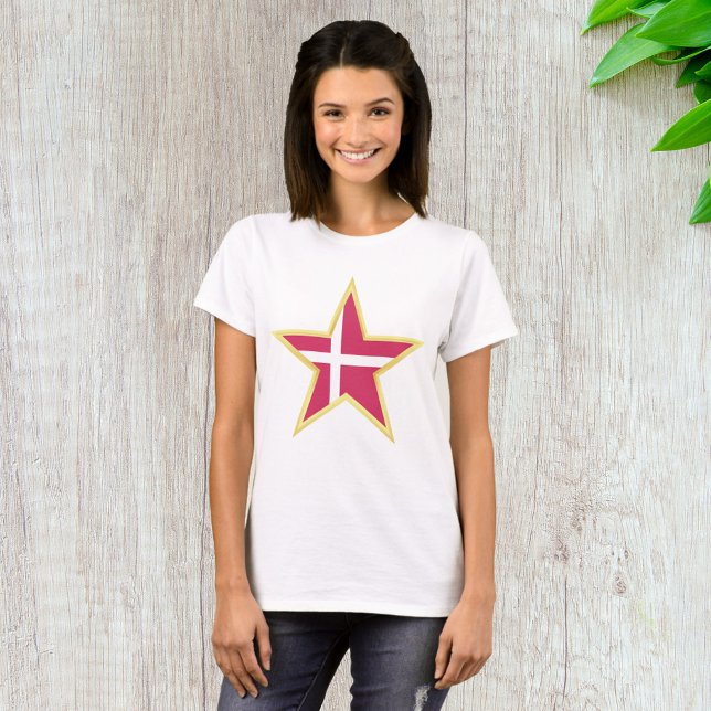 Dänemark Gold-Star-Flaggenland T-Shirt (Von Creator hochgeladen)