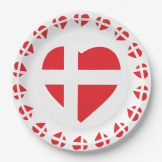 DÄNEMARK-HERZ-FORM-FLAGGE DANNEBROG PAPPTELLER
