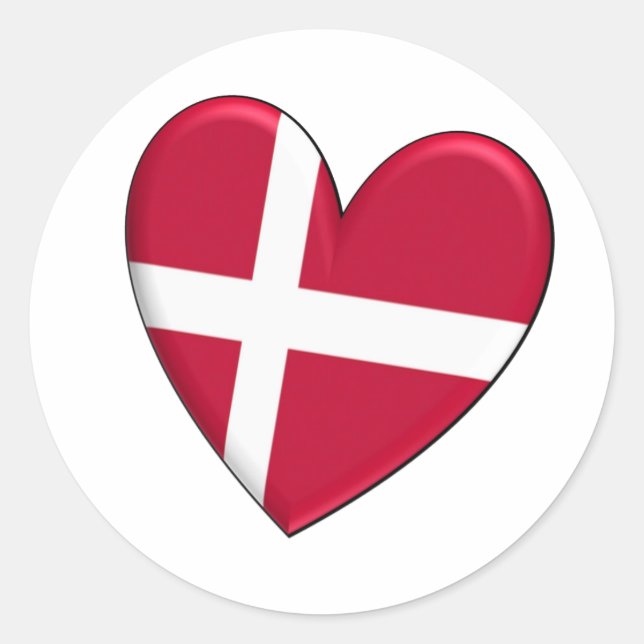 Dänemark Herzenflagge Runder Aufkleber (Vorderseite)