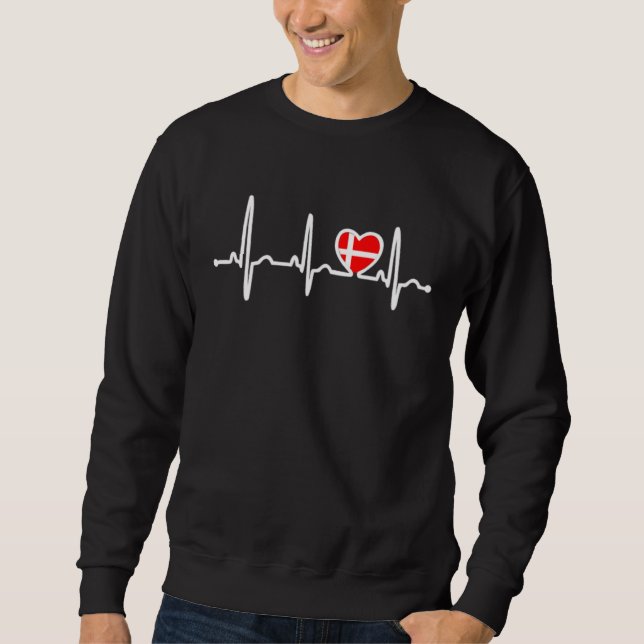 Dänemark Herzschlag Landesflagge Sweatshirt (Vorderseite)