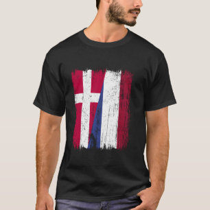 Dänemark Holland Halbflagge Dänisch Niederländisch T-Shirt