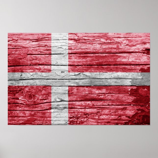 Dänemark Holzflagge Poster (Vorne)