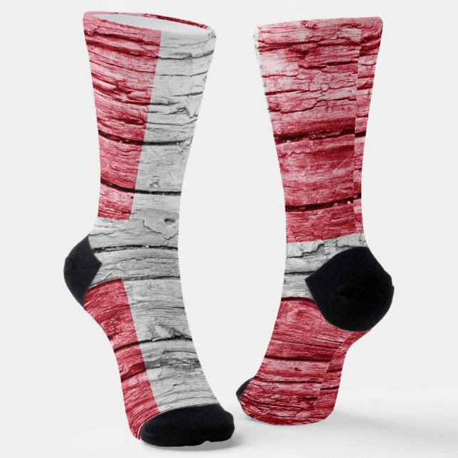 Dänemark Holzflagge Socken (Gewinkelt)