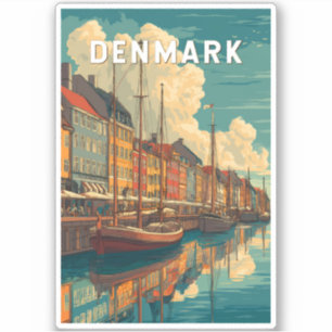 Dänemark Illustration Reise Kunst Vintage Aufkleber