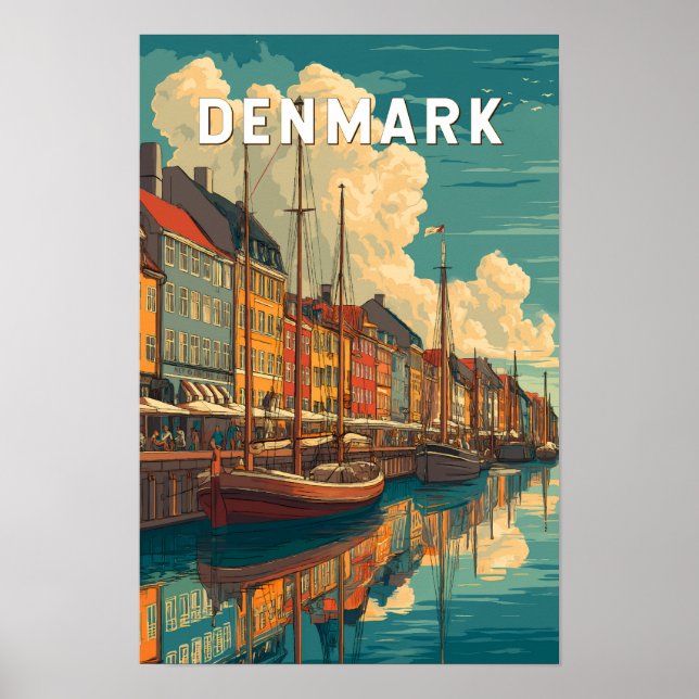 Dänemark Illustration Reise Kunst Vintage Poster (Vorne)