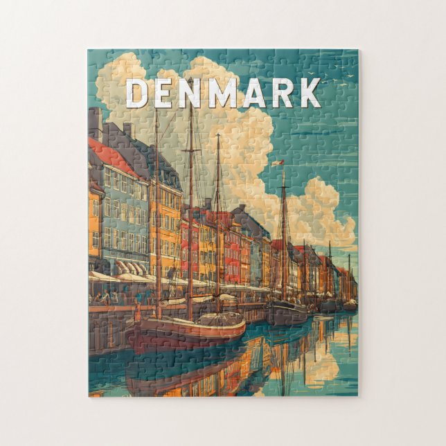 Dänemark Illustration Reise Kunst Vintage Puzzle (Vertikal)