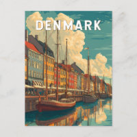 Dänemark Illustration Travel Art Vintag