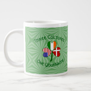 Dänemark Irland USA Kleeblatt Flagge Personalisier Jumbo-Tasse